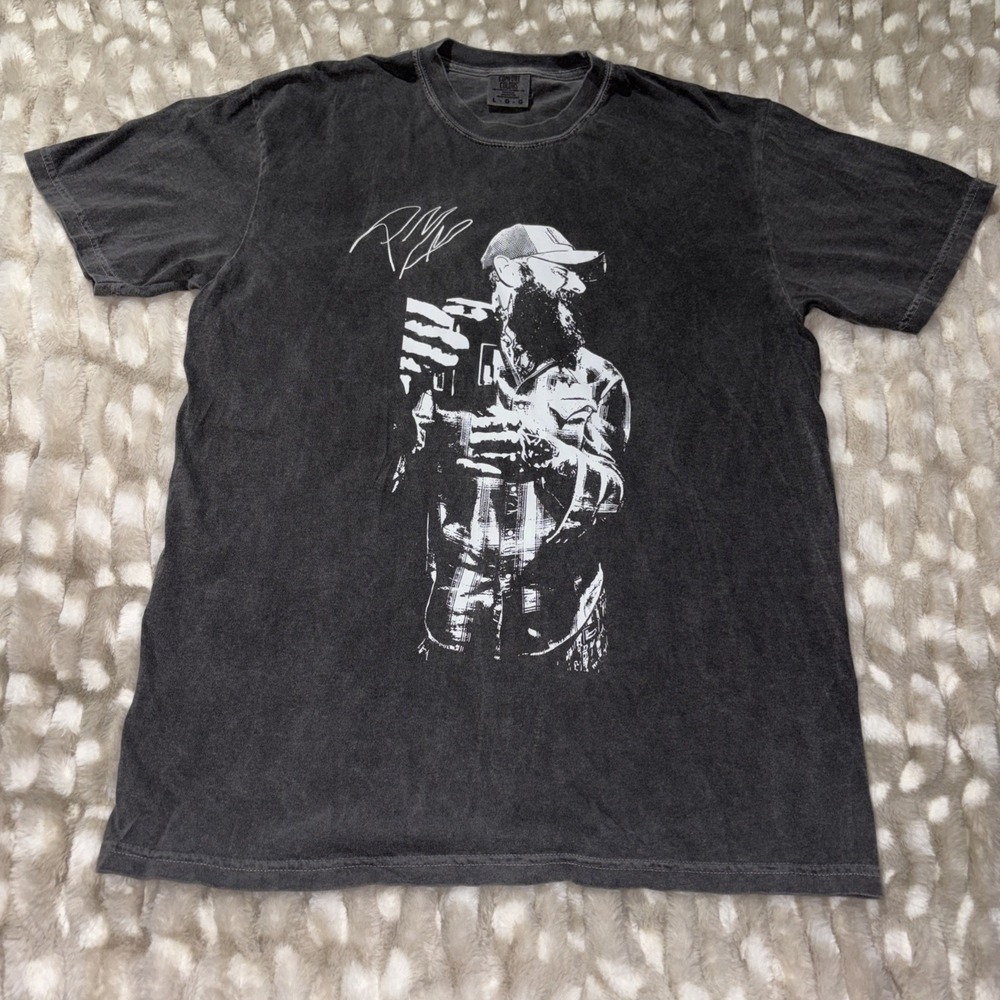 Comfort Colors Gray acid-wash T Shirt Posty Post Malone Large Cotton Graphic T